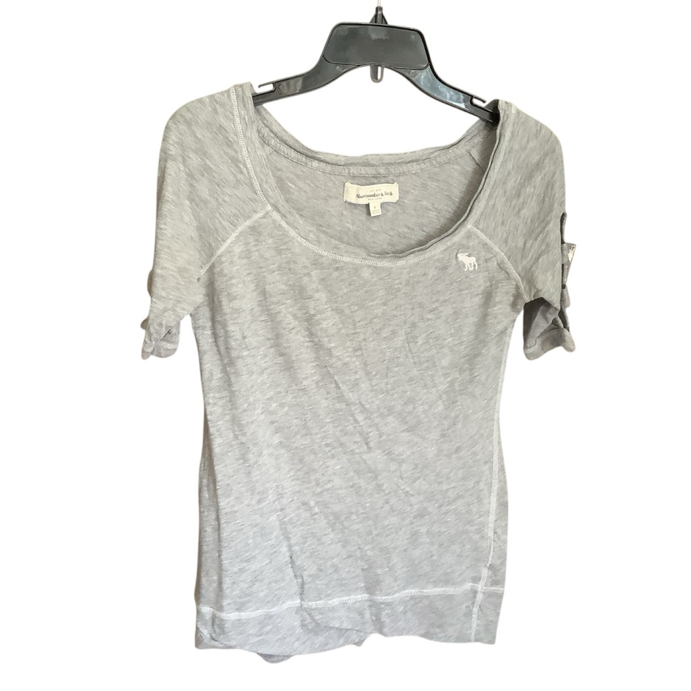 Small Grey Scoop Neck Abercrombie 100% Cotton Short Sleeve T-shirt